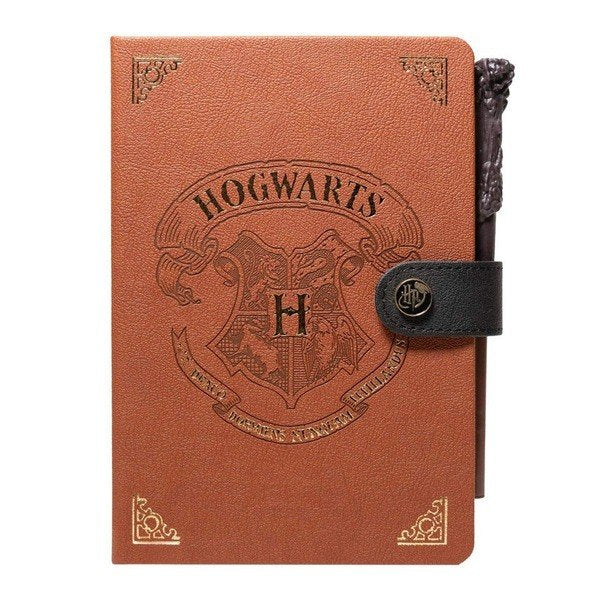 Caderno A5 premium e caneta varinha Hogwarts