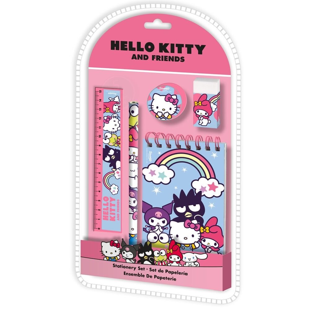 Blister papelaria Hello Kitty and Friends 5 peças